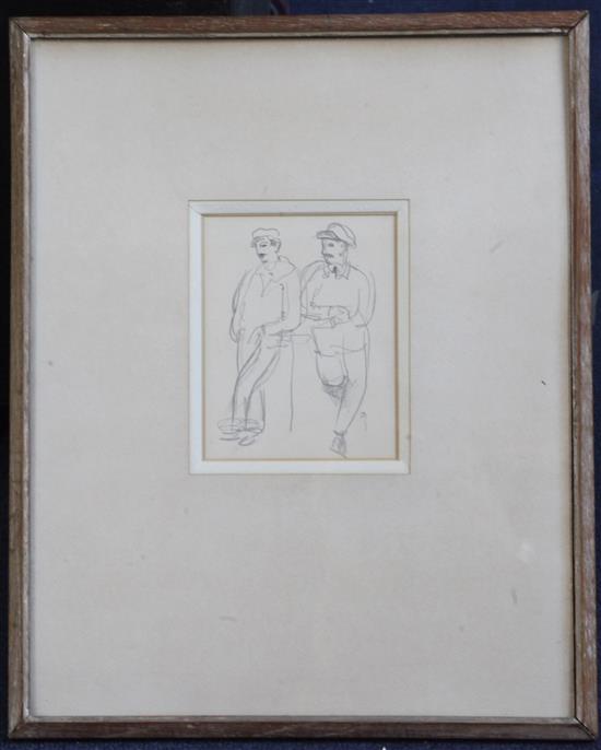 Christopher Wood (1901-1930) French workmen 5.5 x 4.25in.